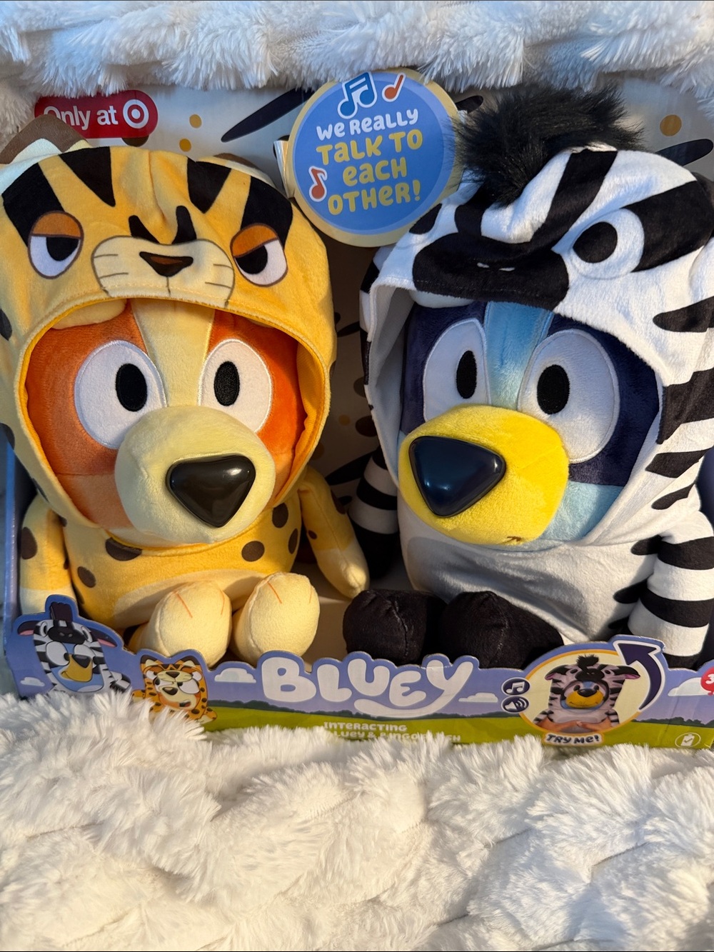 Bluey Interactive Plush Duo - Yellow Tiger & Black-and-White Zebra